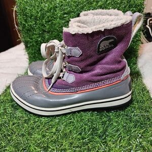 Sorel Winter Carnival Snow Boots Purple Grey Women's Size 4